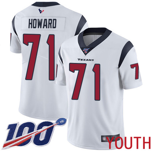Houston Texans Limited White Youth Tytus Howard Road Jersey NFL Football #71 100th Season Vapor Untouchable